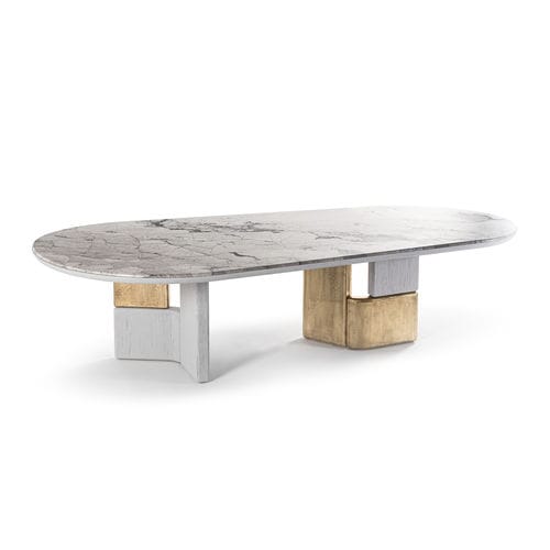 Tavolo contemporaneo - OVOO - HESSENTIA | Cornelio Cappellini - in marmo / con supporto in metallo / con supporto in legno laccato