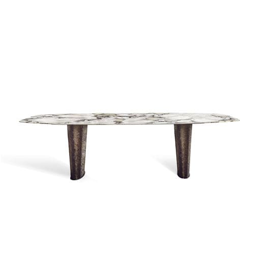 Tavolo contemporaneo - CHEOPE  - HESSENTIA | Cornelio Cappellini - in marmo / con supporto in metallo / ovale