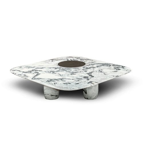 Tavolino basso contemporaneo - JOSS - HESSENTIA | Cornelio Cappellini - in marmo / con supporto in metallo / rettangolare