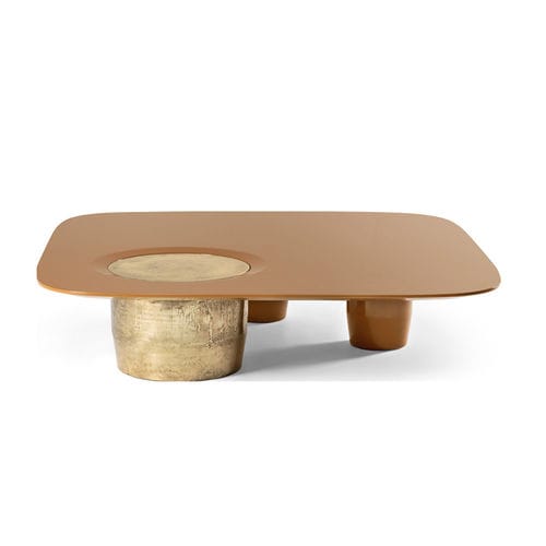 Tavolino basso contemporaneo - JOSS - HESSENTIA | Cornelio Cappellini - in legno laccato / con supporto in metallo / rettangolare