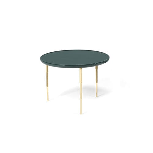 Tavolino basso contemporaneo - HERON - HESSENTIA | Cornelio Cappellini - in legno laccato / con supporto in metallo / rotondo