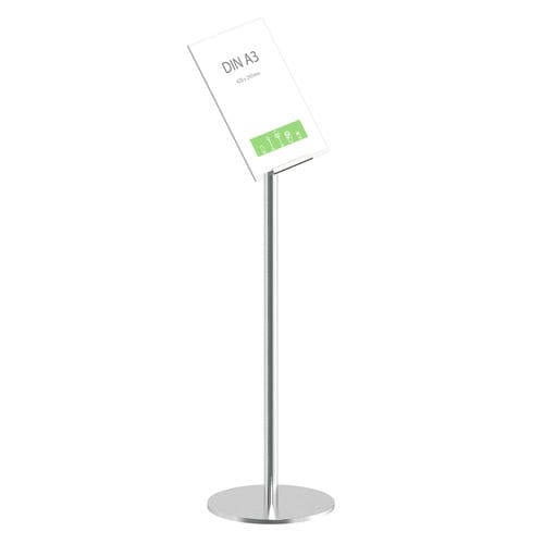 Cartello pubblicitario con piedi alti - Q EZI UNI CLIP SIGN ANGLED - FEPRO - da interno / pubblicitario / in acciaio inossidabile