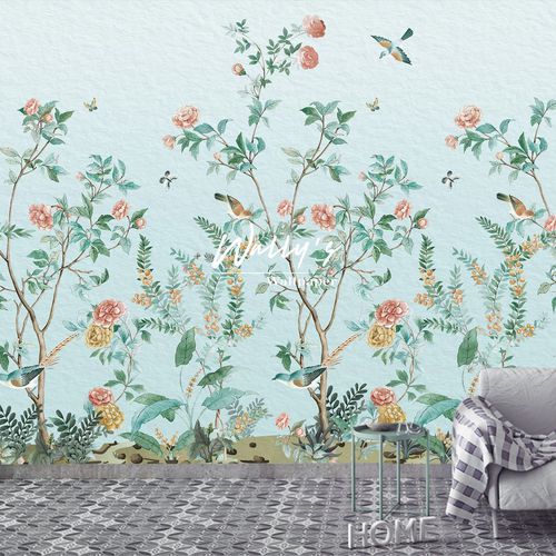 Carta da parati contemporanea - BLOOMING GARDEN  - Wally's - a motivi / verde / rosa
