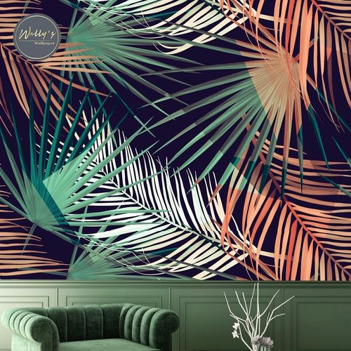 Carta da parati contemporanea - EXOTIC TROPICS  - Wally's - con motivi naturali / bianca / verde