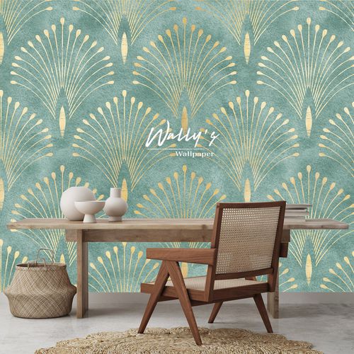 Carta da parati contemporanea - LOTUS DECO  - Wally's - a righe / verde / beige