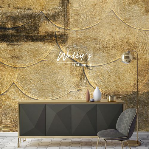 Carta da parati contemporanea - SWIRL  - Wally's - a righe / grigia / dorata