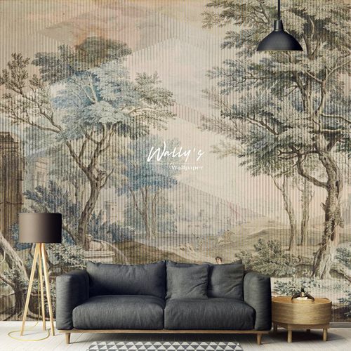 Carta da parati contemporanea - VINTAGE GARDEN  - Wally's - con motivi naturali / verde / beige