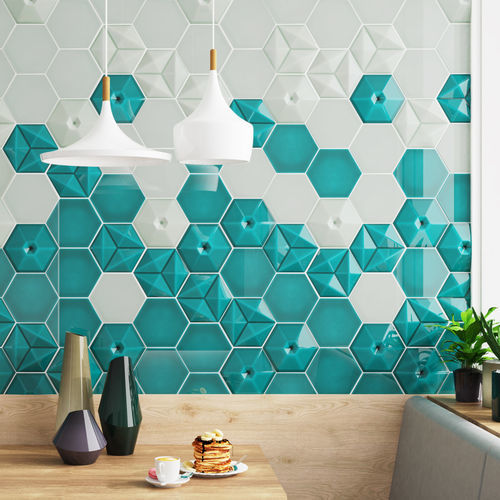 Piastrella esagonale - HEX&Aacute;GONO - CERAGNI | WALL CERAMIC TILES - in ceramica / lucida / a rilievo