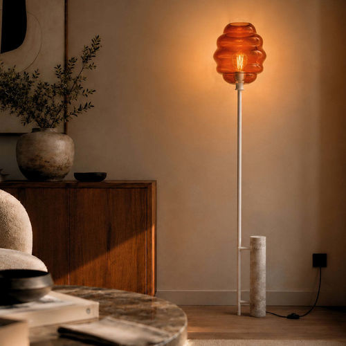 Lampada da terra - ECHOS - s.LUCE - da pavimento / in metallo / in vetro