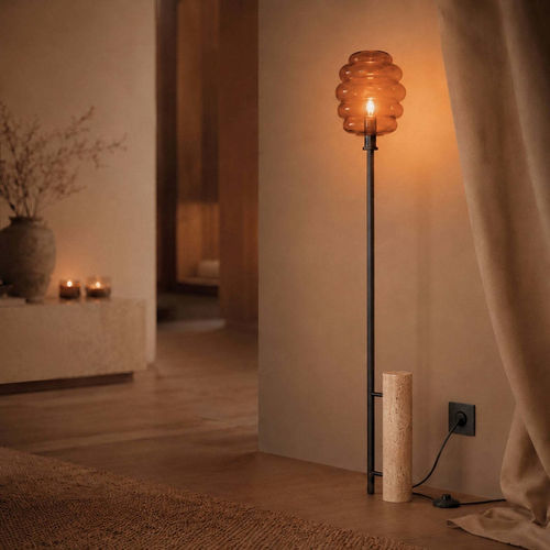 Lampada da pavimento - ECHOS - s.LUCE - in metallo / in vetro / in travertino