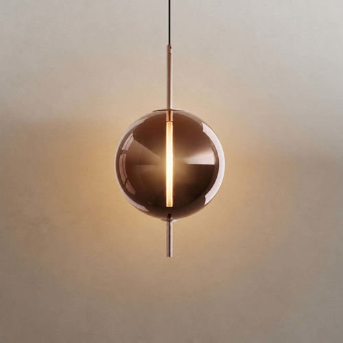 Lampada a sospensione - MIRA - s.luce - in metallo / in vetro fumè / in vetro soffiato