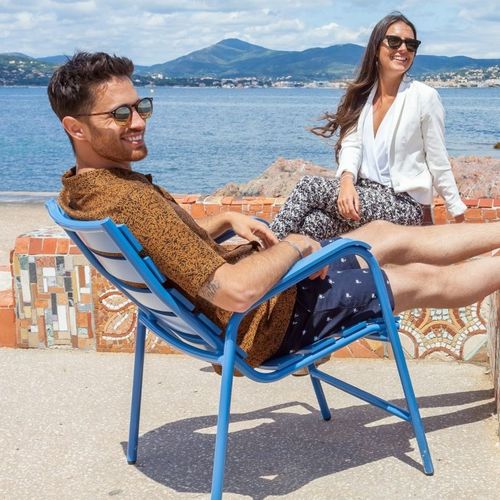 Poltrona contemporanea - FRENCH RIVIERA - Edmond & Fils - in legno / in acciaio / blu
