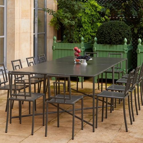 Tavolo da pranzo classico - SIAM - Edmond & Fils - in acciaio / con supporto in acciaio / rettangolare