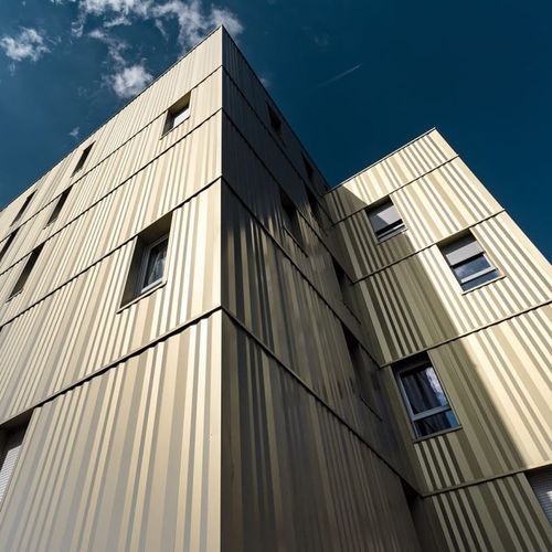 Rivestimento di facciata in pannelli - PEARL ANTIGRAFFITI  - ArcelorMittal Building Solutions - in acciaio galvanizzato / in lamiera / in gesso