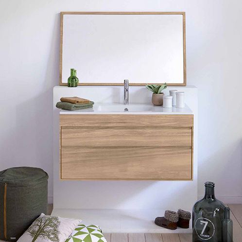 Mobile lavabo sospeso - STREAMLINE - LINE ART - in teak / contemporaneo / senza ante
