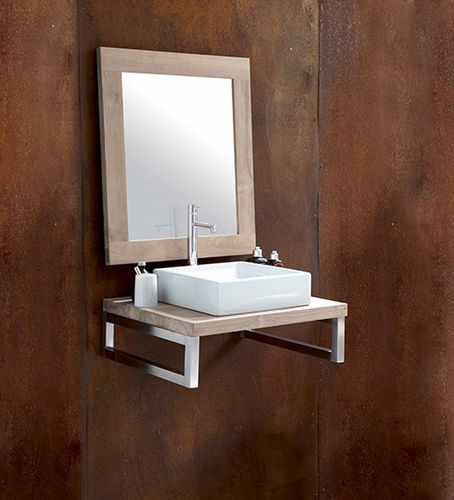 Piano lavabo in rovere - NATURE - LINE ART - in acciaio inossidabile / su misura