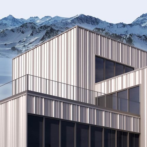 Rivestimento di facciata in pannelli - GLACE - ATELIERS 3S - in acciaio galvanizzato / in acciaio inossidabile / verticale