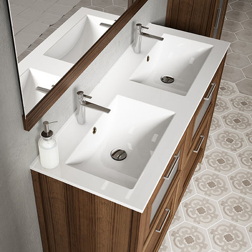 Lavabo da appoggio - FLAT  - Visobath - in ceramica / rettangolare / 1 foro