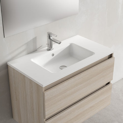 Lavabo integrato - HASVIK  - Visobath - in marmo / rettangolare / 1 foro