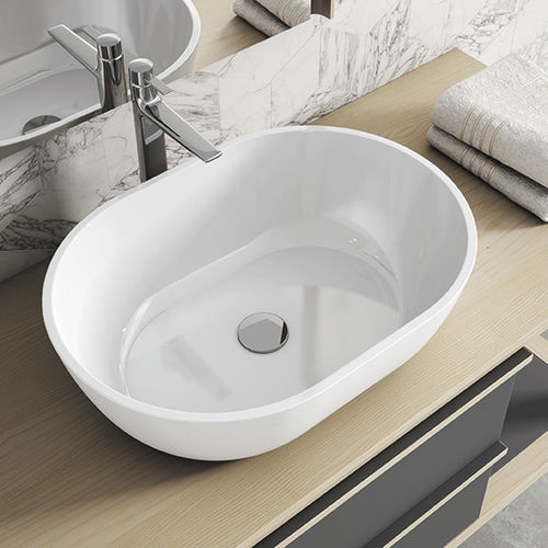 Lavabo da appoggio - ESSENCE  - Visobath - in ceramica / ovale / senza foro