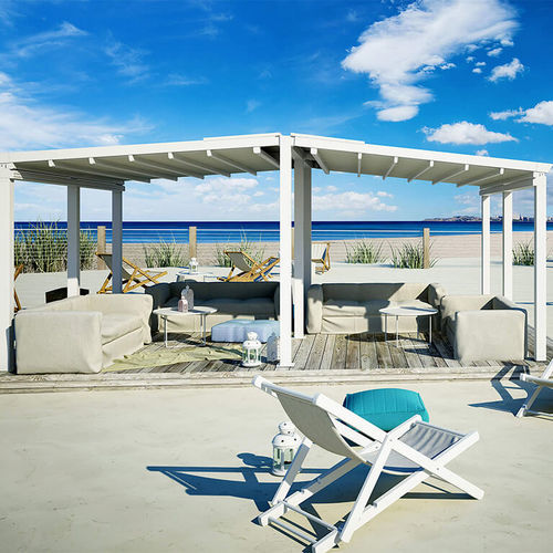 Pergola autoportante - Stylex top - AMA sun protection industries - in alluminio termolaccato / con copertura scorrevole in tela PVC / a motore