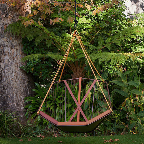 Sedia sospesa contemporanea - ANGLE7 - Studio Stirling - da esterno / da interno / in pelle