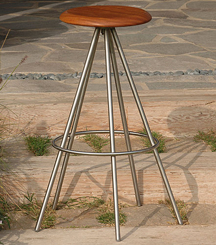 Sgabello da bar contemporaneo - PIRATE COVE - Beltempo USA - in teak / con supporto in acciaio inossidabile / con 4 gambe