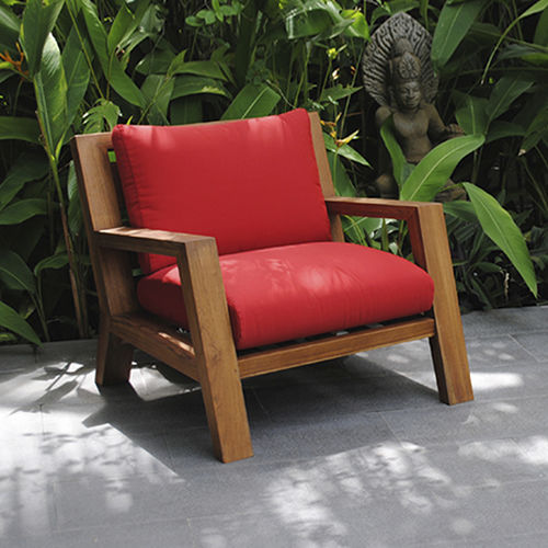 Poltrona contemporanea - CORAL BANK - Beltempo USA - in tessuto acrilico / in teak / con cuscino rimovibile