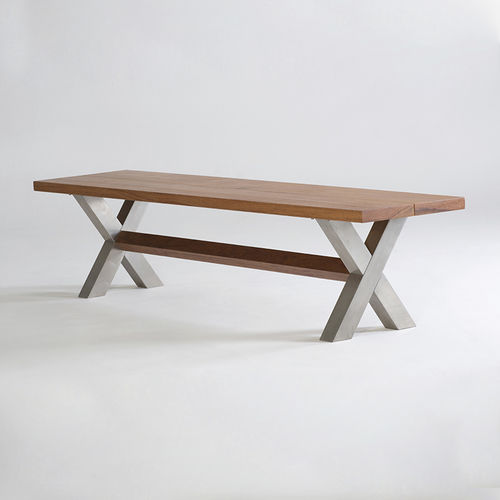 Panca contemporanea - SWORD FISH - Beltempo USA - in teak / in acciaio inossidabile / senza schienale