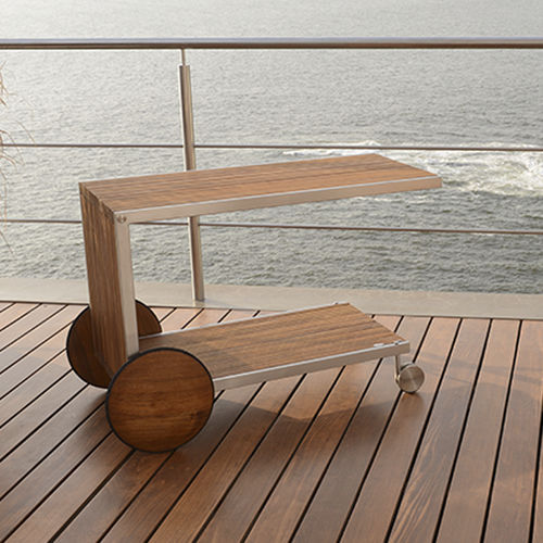 Carrello di servizio - LOG  - Beltempo USA - contract / in acciaio inossidabile / in teak
