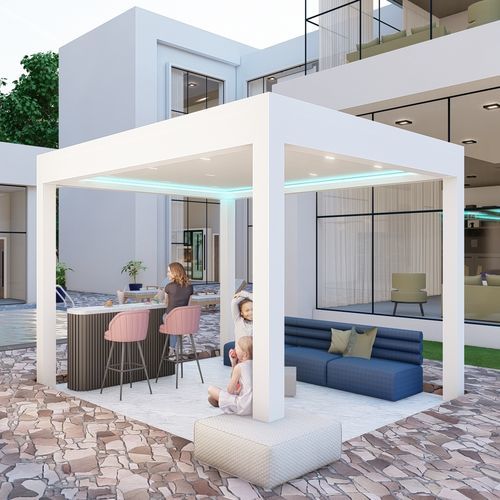 Pergola autoportante - Biocompact - ROYAL CLASS TENTE - in vetro / in alluminio / a lamelle orientabili