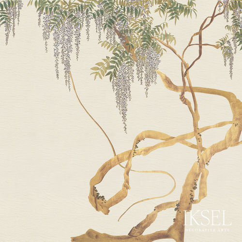 Carta da parati contemporanea - SC110 Edo Wisteria - Iksel Decorative Arts - in vinile / in fibra di vetro / con motivi naturali