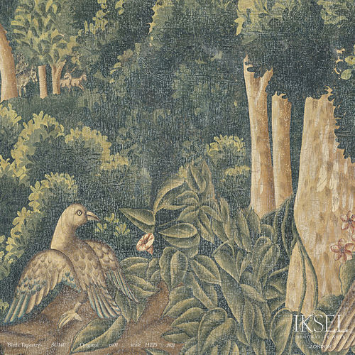 Carta da parati contemporanea - SC140 Birds Tapestry Original - Iksel Decorative Arts - con motivi naturali / panoramica / con animali