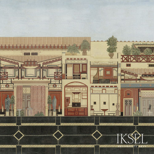 Carta da parati contemporanea - SC148 Roman Villa Original - Iksel Decorative Arts - panoramica / con motivi geometrici / con motivo urbano