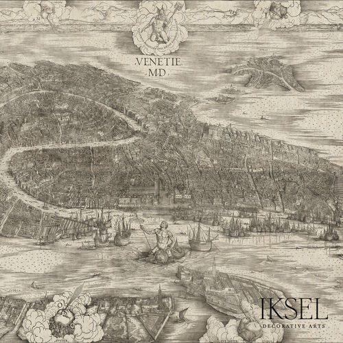 Carta da parati contemporanea - MU112 View of Venice Sepia Tones - Iksel Decorative Arts - panoramica / con motivi geometrici / con motivo urbano