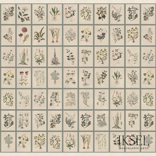 Carta da parati contemporanea - SC146 Renaissance Herbier Original - Iksel Decorative Arts - con motivi naturali / con motivi floreali / con motivi geometrici