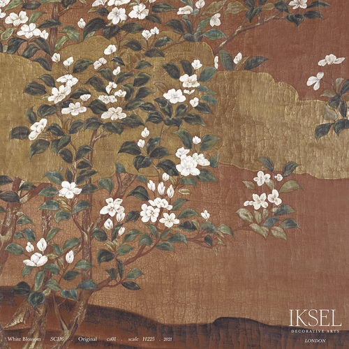 Carta da parati contemporanea - SC116 White Blossom Original - Iksel Decorative Arts - con motivi naturali / con motivi floreali / marrone