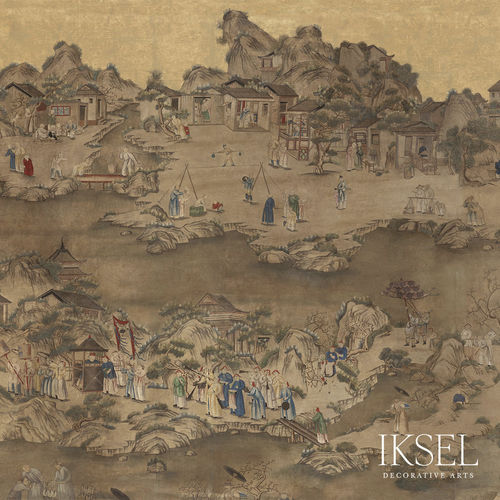 Carta da parati contemporanea - PROCESSION - Iksel Decorative Arts - in vinile / in fibra di vetro / con motivi naturali