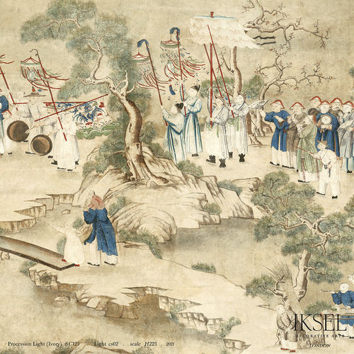 Carta da parati contemporanea - SC125 Procession Light-Ivory - Iksel Decorative Arts - panoramica / con motivi geometrici / con motivo urbano