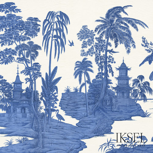 Carta da parati motivi cinesi - SC134 Exotic Chinoiserie Blue & White - Iksel Decorative Arts - contemporanea / in vinile / con motivi naturali