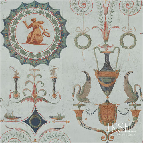 Carta da parati contemporanea - RW410 Directoire Medallions - Iksel Decorative Arts - in fibra di vetro / in vinile / in PVC