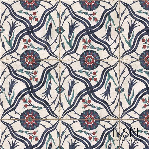 Carta da parati contemporanea - IZNIK CHARPI RW101 - Iksel Decorative Arts - in fibra di vetro / in vinile / con motivi geometrici