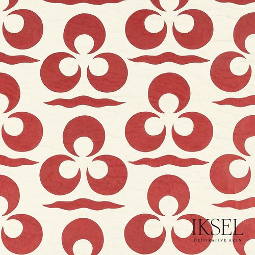 Carta da parati contemporanea - IZNIK CHINTAMANI AND CRESCENT CR43 ALMOND RED RW111 - Iksel Decorative Arts - in fibra di vetro / in vinile / con motivo a onde