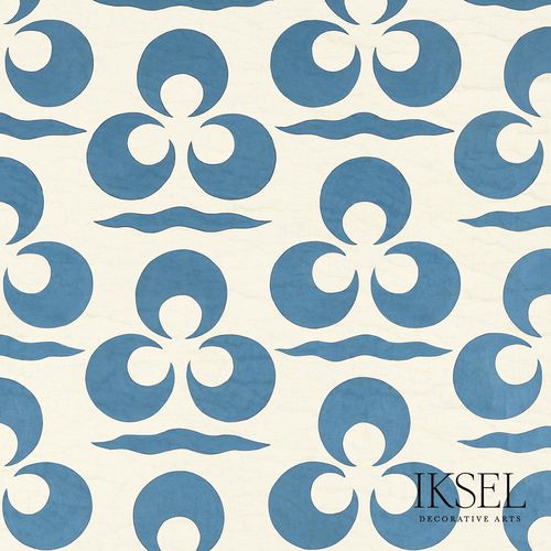 Carta da parati contemporanea - IZNIK CHINTAMANI AND CRESCENT CR45 ALBASTER BLUE RW111 - Iksel Decorative Arts - in fibra di vetro / in vinile / con motivo a onde