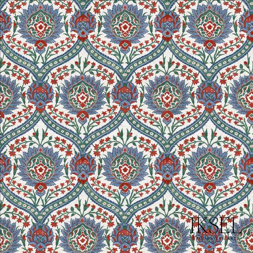 Carta da parati contemporanea - RW107 IZNIK HAREM - Iksel Decorative Arts - in fibra di vetro / in vinile / con motivi geometrici