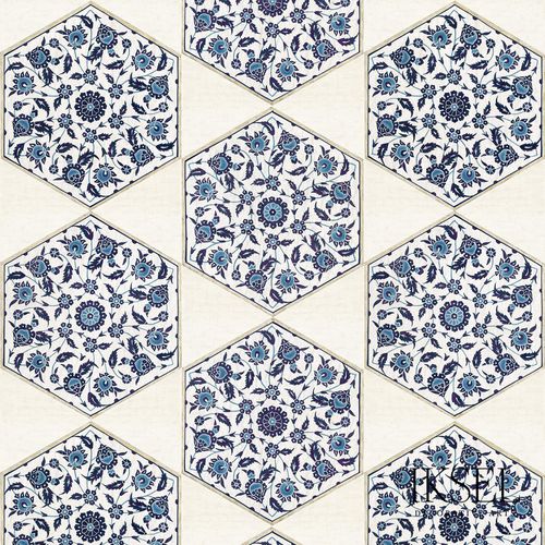 Carta da parati contemporanea - IZNIK HEXAGONAL TILES RW113 - Iksel Decorative Arts - in fibra di vetro / in vinile / con motivi geometrici