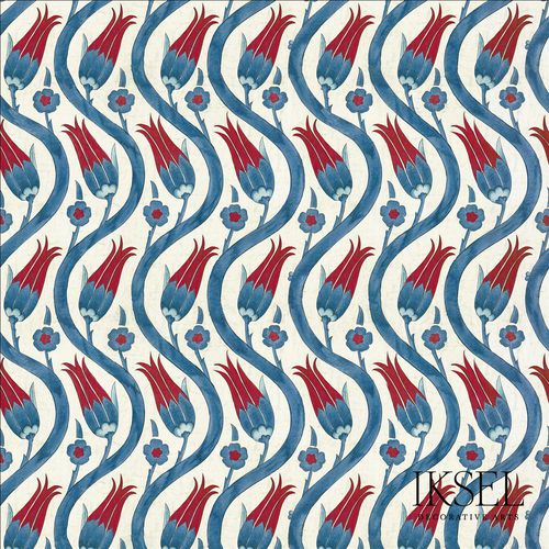 Carta da parati contemporanea - IZNIK LALE RW109 - Iksel Decorative Arts - in fibra di vetro / in vinile / con motivi geometrici