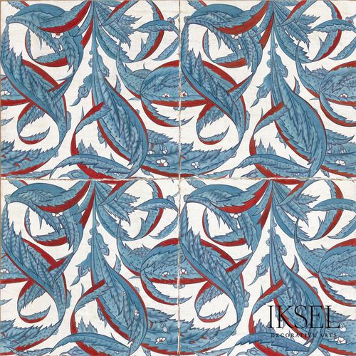Carta da parati contemporanea - IZNIK LEAVES RW115 - Iksel Decorative Arts - in fibra di vetro / in vinile / con motivi naturali