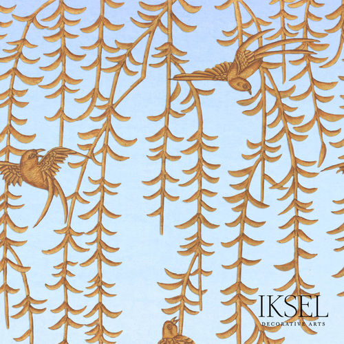Carta da parati contemporanea - RW601 Japanese Birds P. - Iksel Decorative Arts - in fibra di vetro / in vinile / con motivi naturali