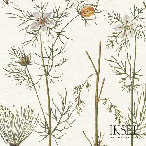 Carta da parati contemporanea - RW417 Herbier - Iksel Decorative Arts - in fibra di vetro / in vinile / con motivi naturali